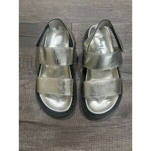 Homers Silver Banded Leather Hand Crafted Strappy Platform Sandals Size 36 US 6